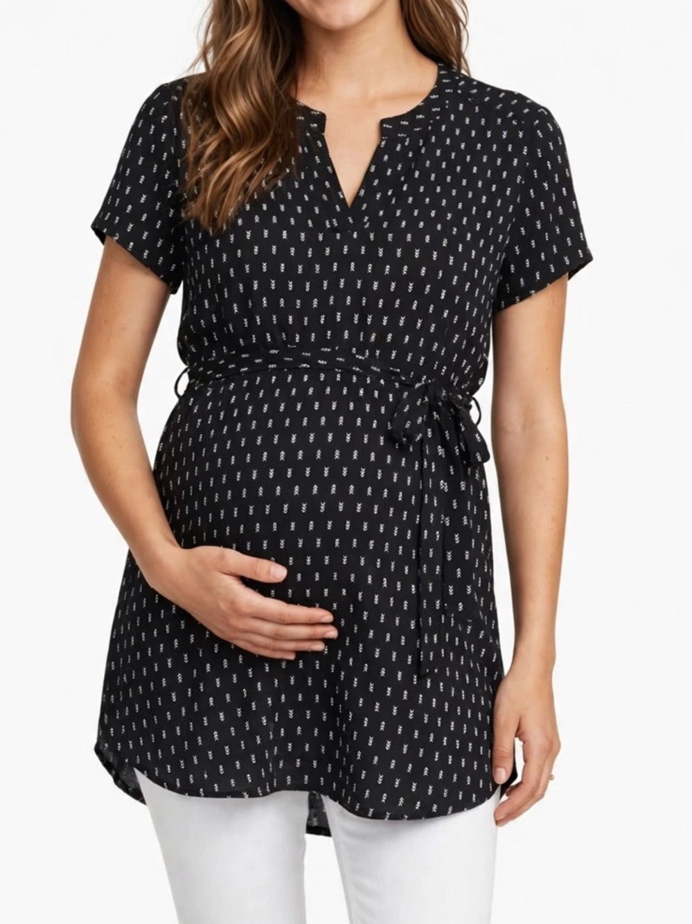 full moon segura short sleeve tie waist maternity size xs